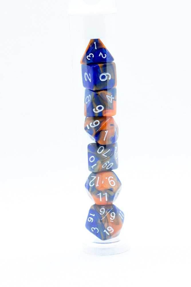 Hot Melt Mini Two Tone Polyhedral RPG Dice Set Small D4-D20 in Tube - 