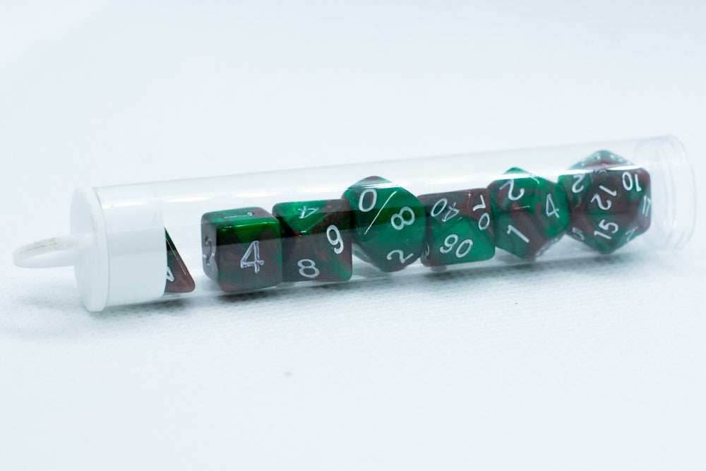 Camouflage Mini Two Tone Polyhedral RPG Dice Set Small D4-D20 in Tube - 