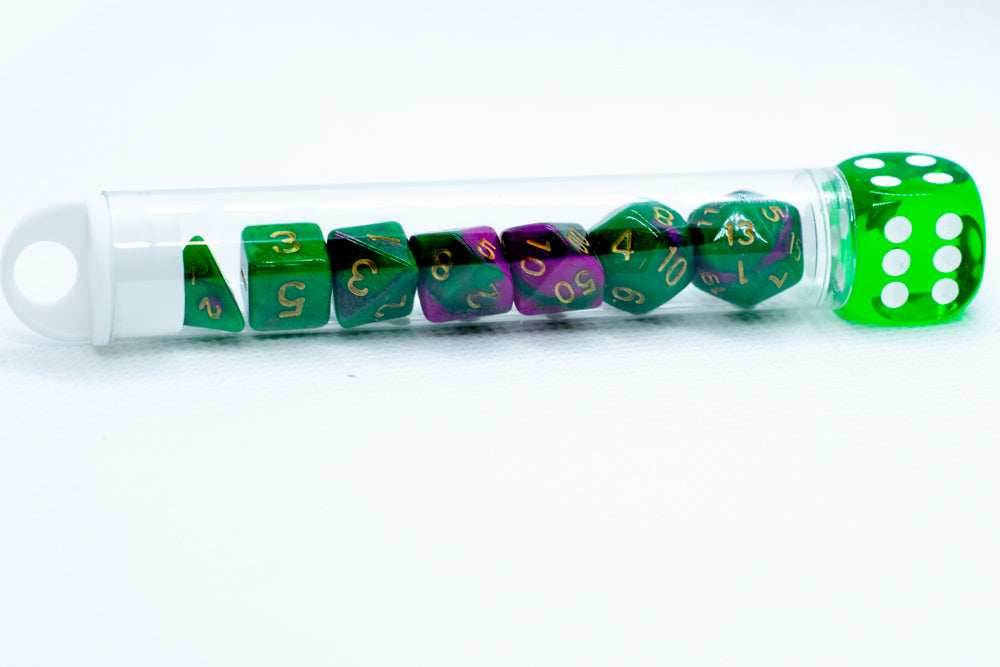Wizard Jungle Mini Two Tone Polyhedral RPG Dice Set Small D4-D20 in Tube - 