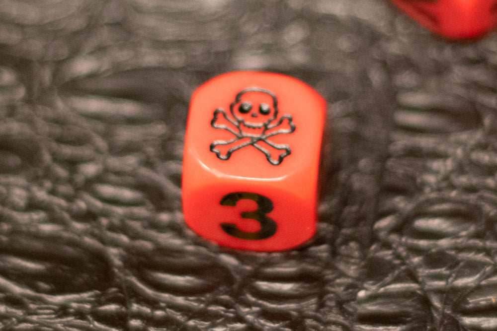 Red Pirate D6 Dice Numbered with Skull and Cross Bones (sold per die) - 