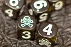Black Pirate D6 Dice Numbered with Skull and Cross Bones (sold per die) - 