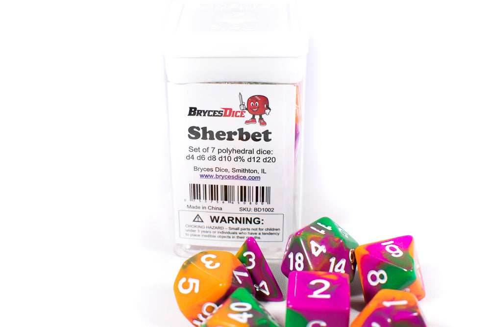 Sherbet Tri-Color Swirl Orange/Green/Purple - Set in Zip Bag