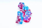 Infected Sharp Edge Resin 7-Dice Dice (Blue Red w/ White Numbers) - 