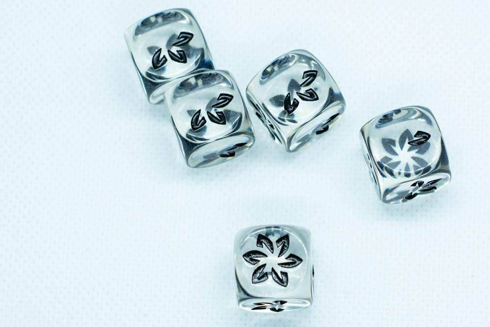 10-Pack Clear w/Black Falling Petals Dice 16mm D6 Flower Dice - 