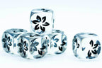 10-Pack Clear w/Black Falling Petals Dice 16mm D6 Flower Dice - 