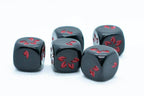 10-Pack Black w/Red Falling Petals Dice 16mm D6 Flower Dice - 