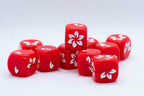 Red w/White Falling Petals Dice 16mm D6 Flower Dice (sold per die) - 