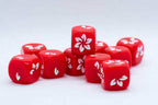 10-Pack Red w/White Falling Petals Dice 16mm D6 Flower Dice - 