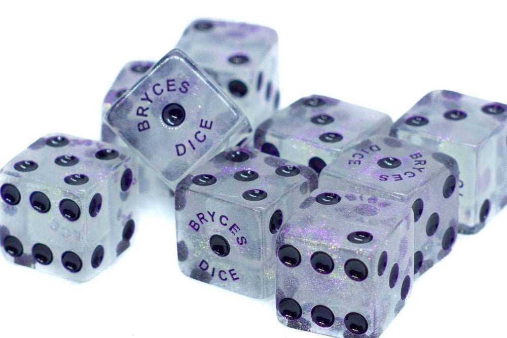 BrycesDice 16mm Glitter d6 (Purple) Square Edge [per die] - 