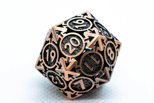 Single d6/d20 Rustic Copper Deadly Arrow Dice - d20