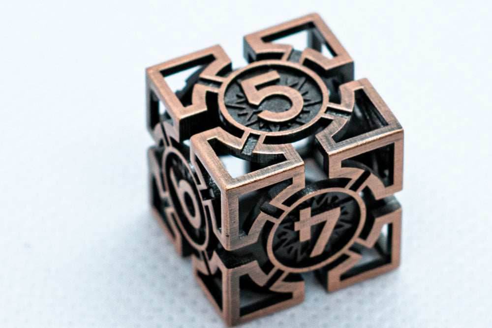 Rustic Copper Deadly Arrow Dice | 7-Dice RPG Set High Visibility - 