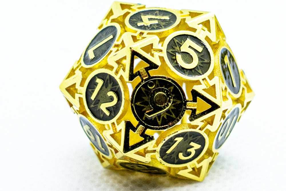 Gold w/Black Deadly Arrow Dice | 7-Dice RPG Set High Visibility - 