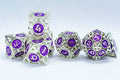 Guardian Silver w/Purple Deadly Arrow Dice | 7-Dice RPG Set High Visibility - 