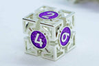 Guardian Silver w/Purple Deadly Arrow Dice | 7-Dice RPG Set High Visibility - 