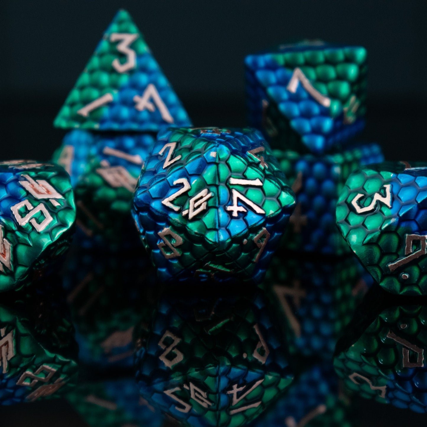 Sea Serpent Dragon's Egg Metal Dice Set