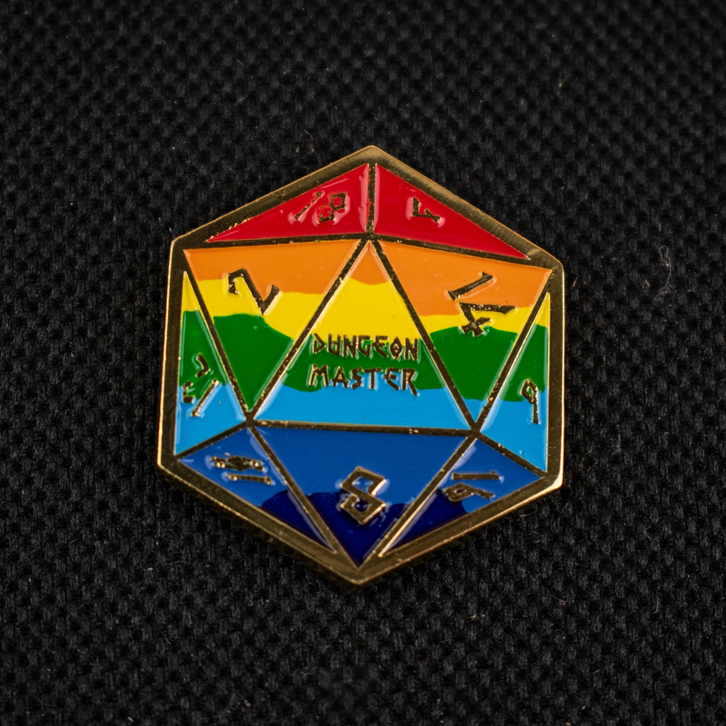 Pride and Gold Rainbow D20 Pin