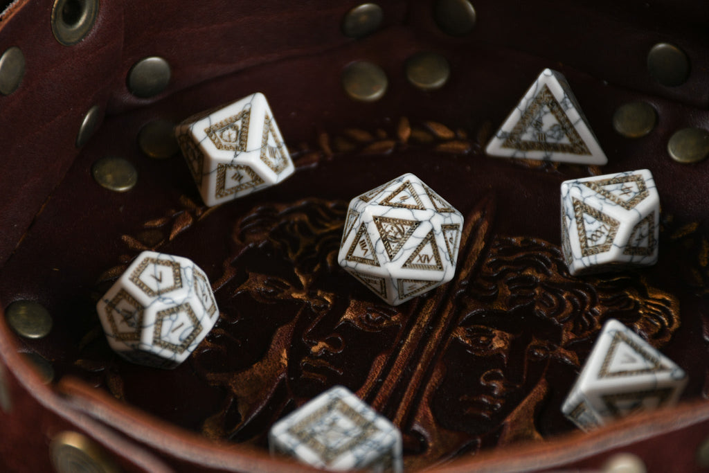 Roman White Howlite Stone Dice Set