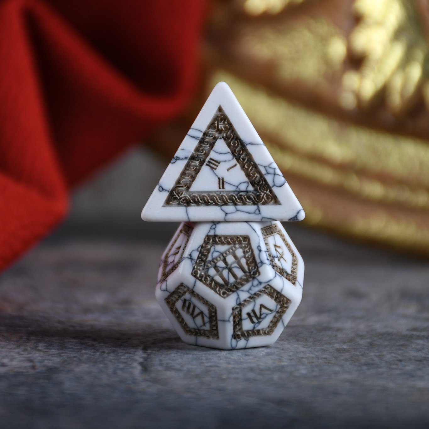 Roman White Howlite Stone Dice Set