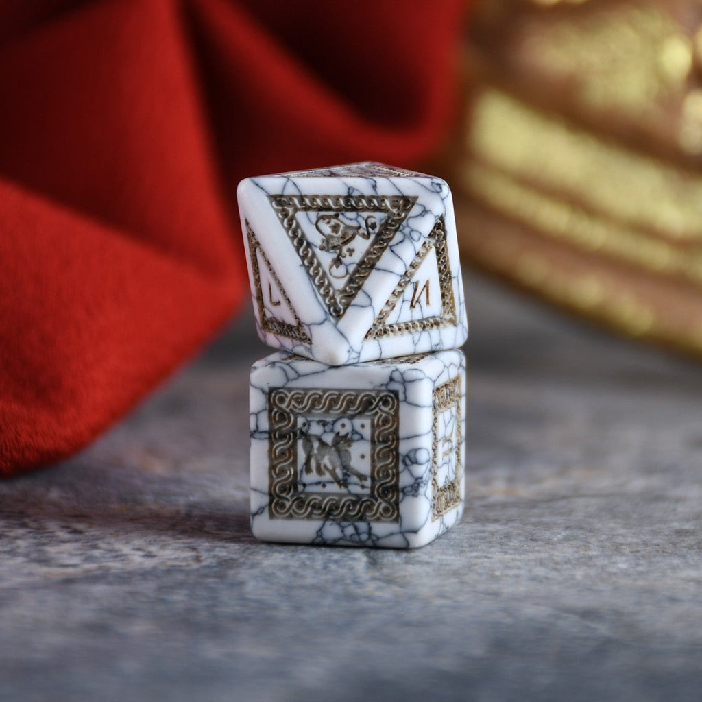 Roman White Howlite Stone Dice Set