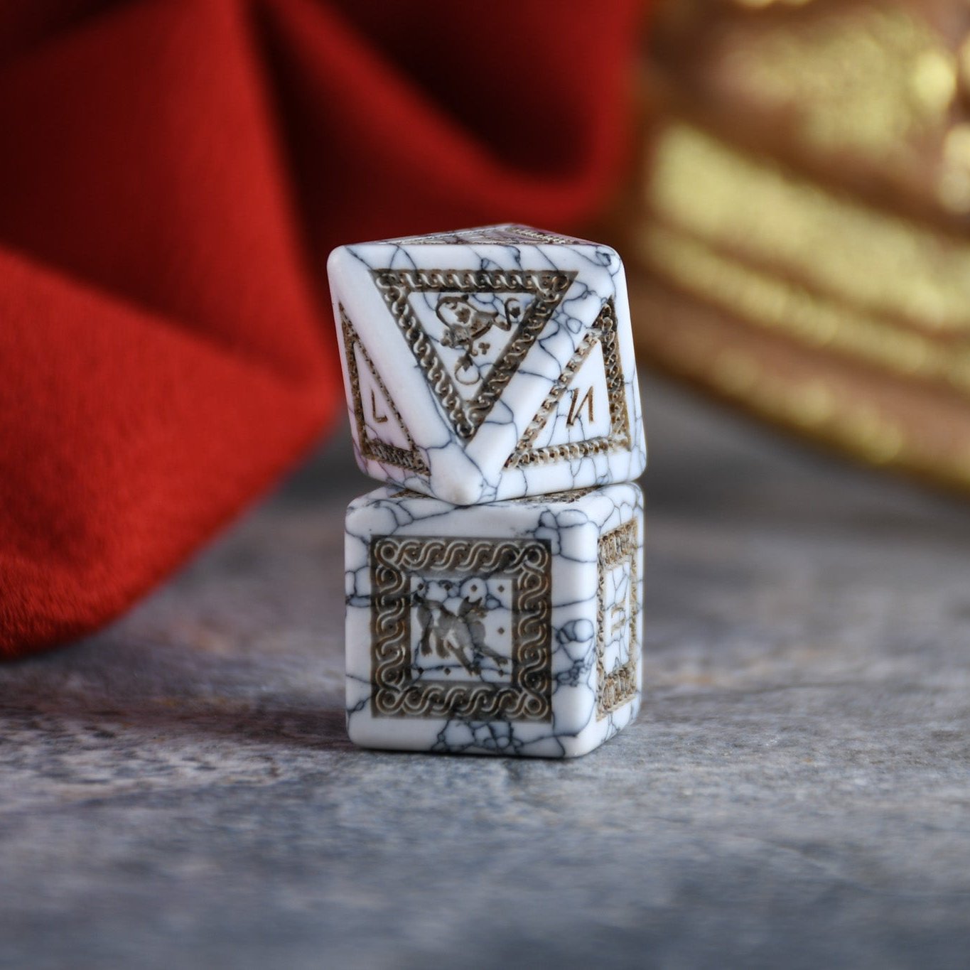 Roman White Howlite Stone Dice Set