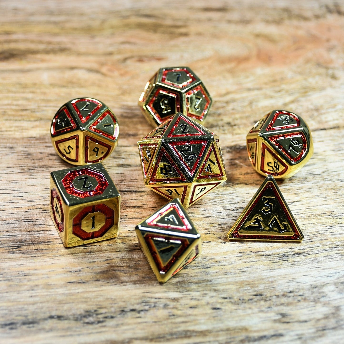 Cleric's Domain Red & Gold Metal Dice Set