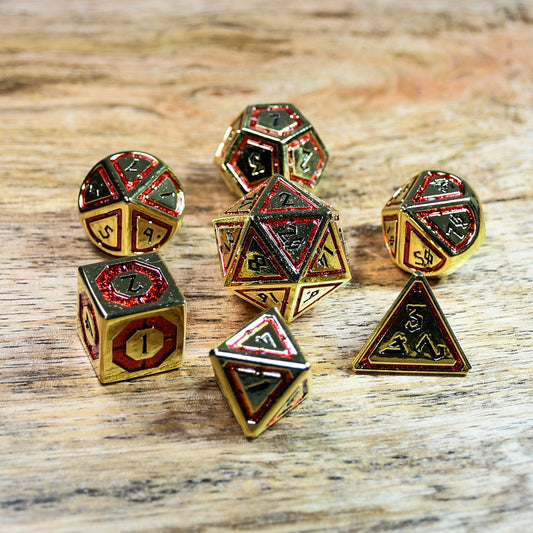 Cleric's Domain Red & Gold Metal Dice Set