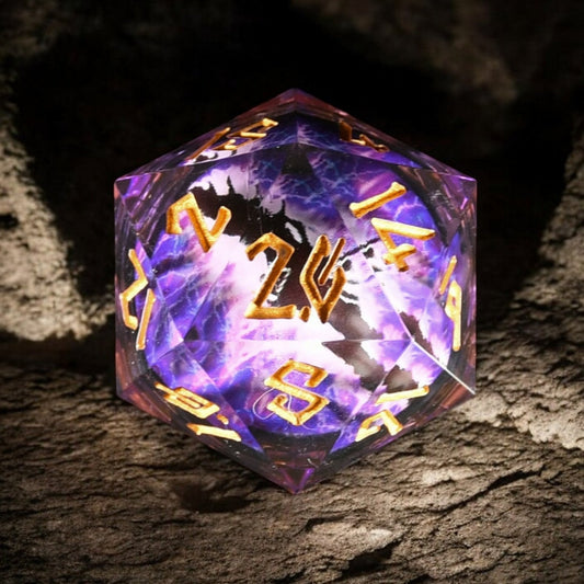 Enchanted Dragon Eye (Purple/Gold) Liquid Core 50mm D20