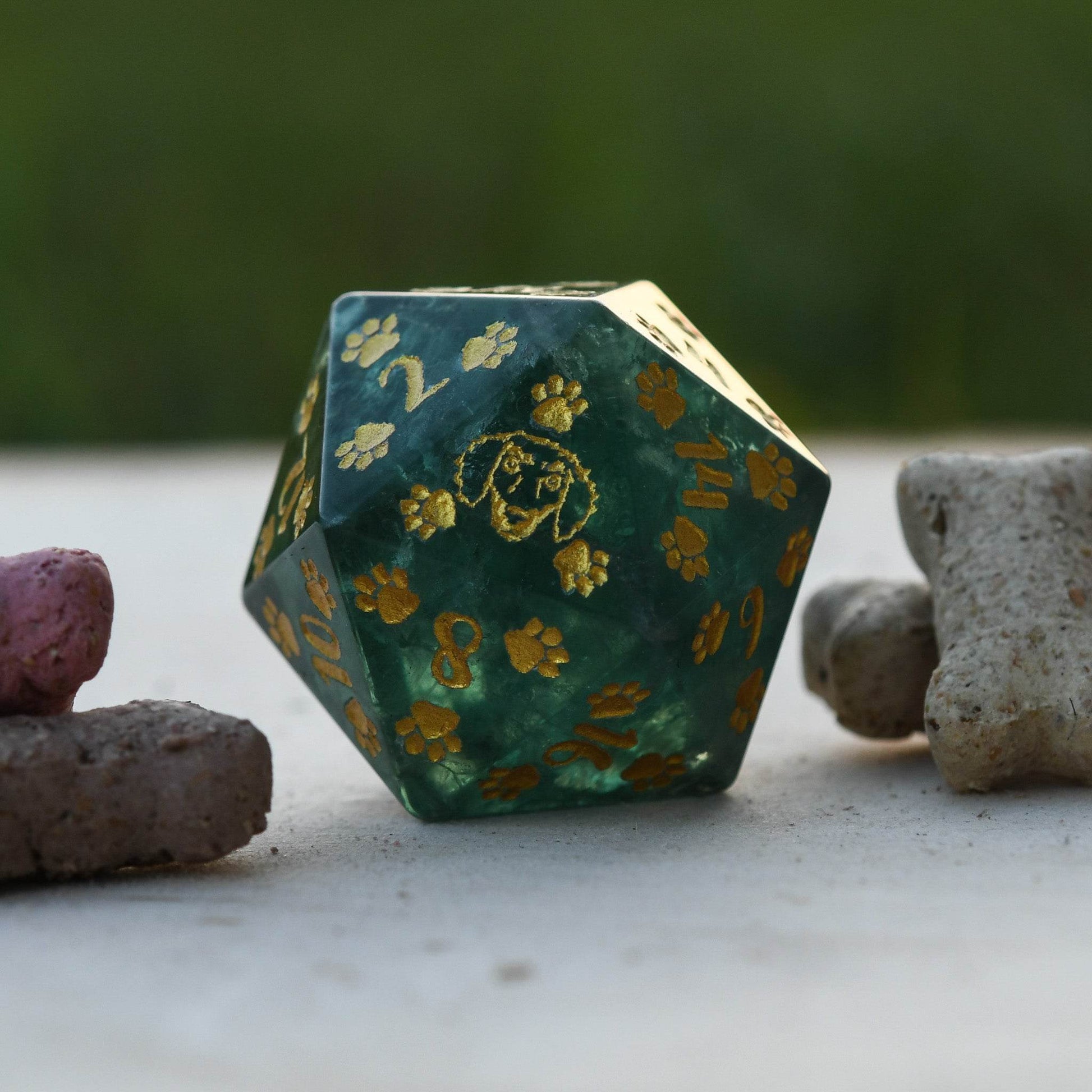 Dachshund Puppy Paws Green Fluorite 30mm D20 - 