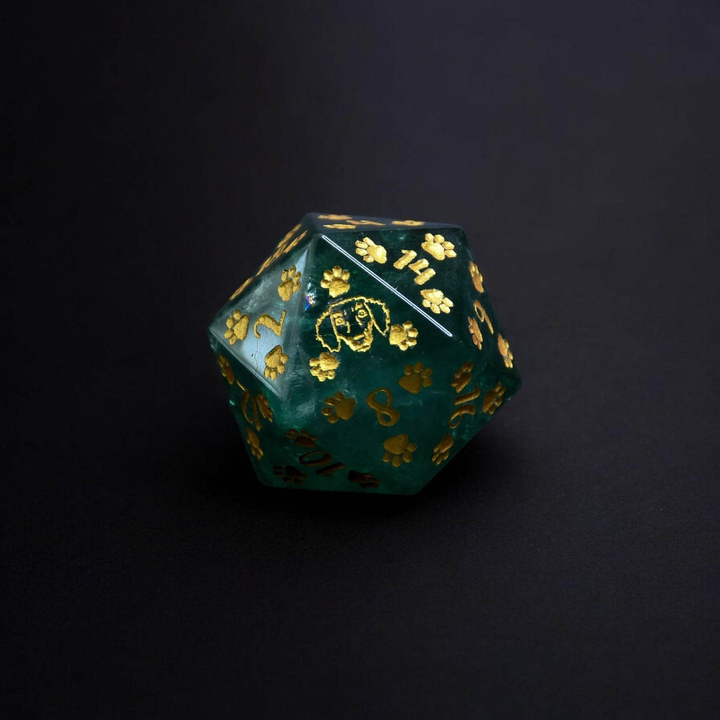 Dachshund Puppy Paws Green Fluorite 30mm D20 - 