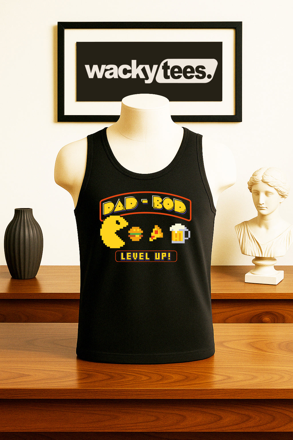 Dad Bod Pac Man 8bit Gaming Style Daddy Body Funny Graphic Tee Shirt