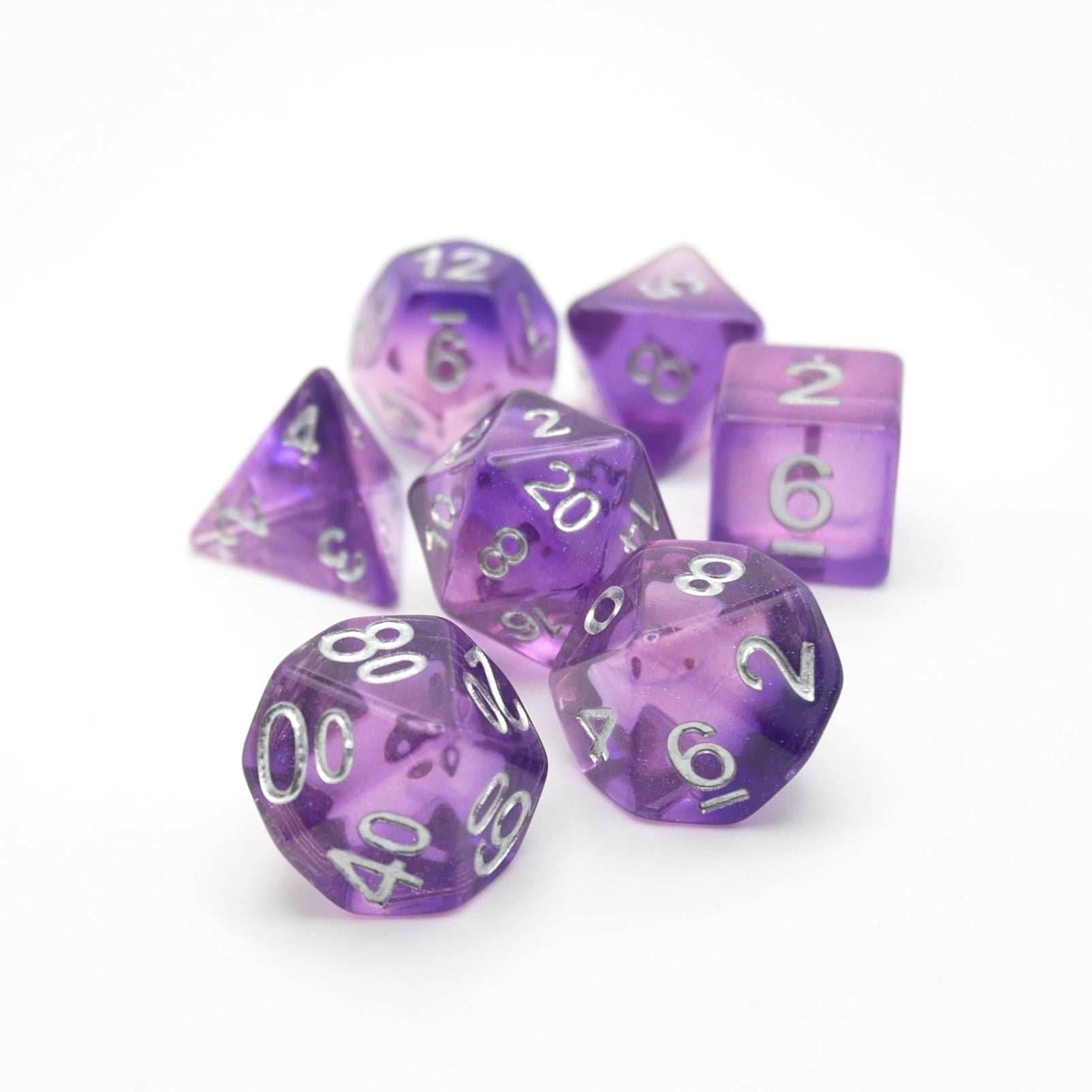 Dancing Lavender - 7 Piece DnD Dice Set | Acrylic RPG Gaming Dice - 