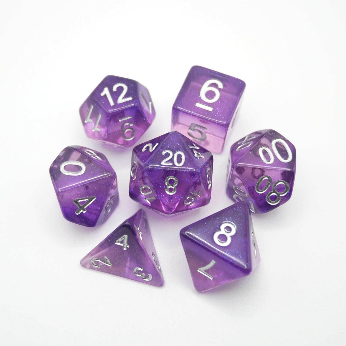 Dancing Lavender - 7 Piece DnD Dice Set | Acrylic RPG Gaming Dice - 