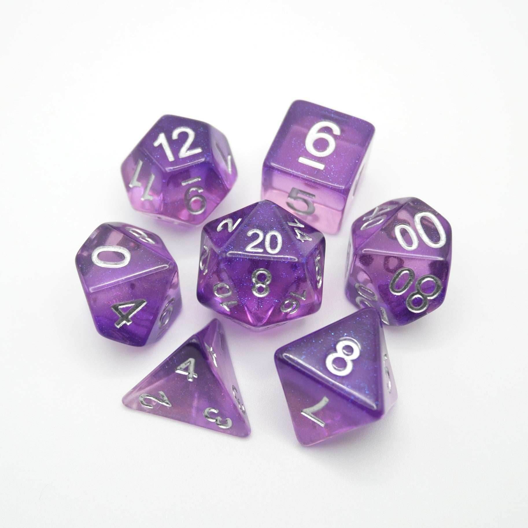 Dancing Lavender - 7 Piece DnD Dice Set | Acrylic RPG Gaming Dice - 