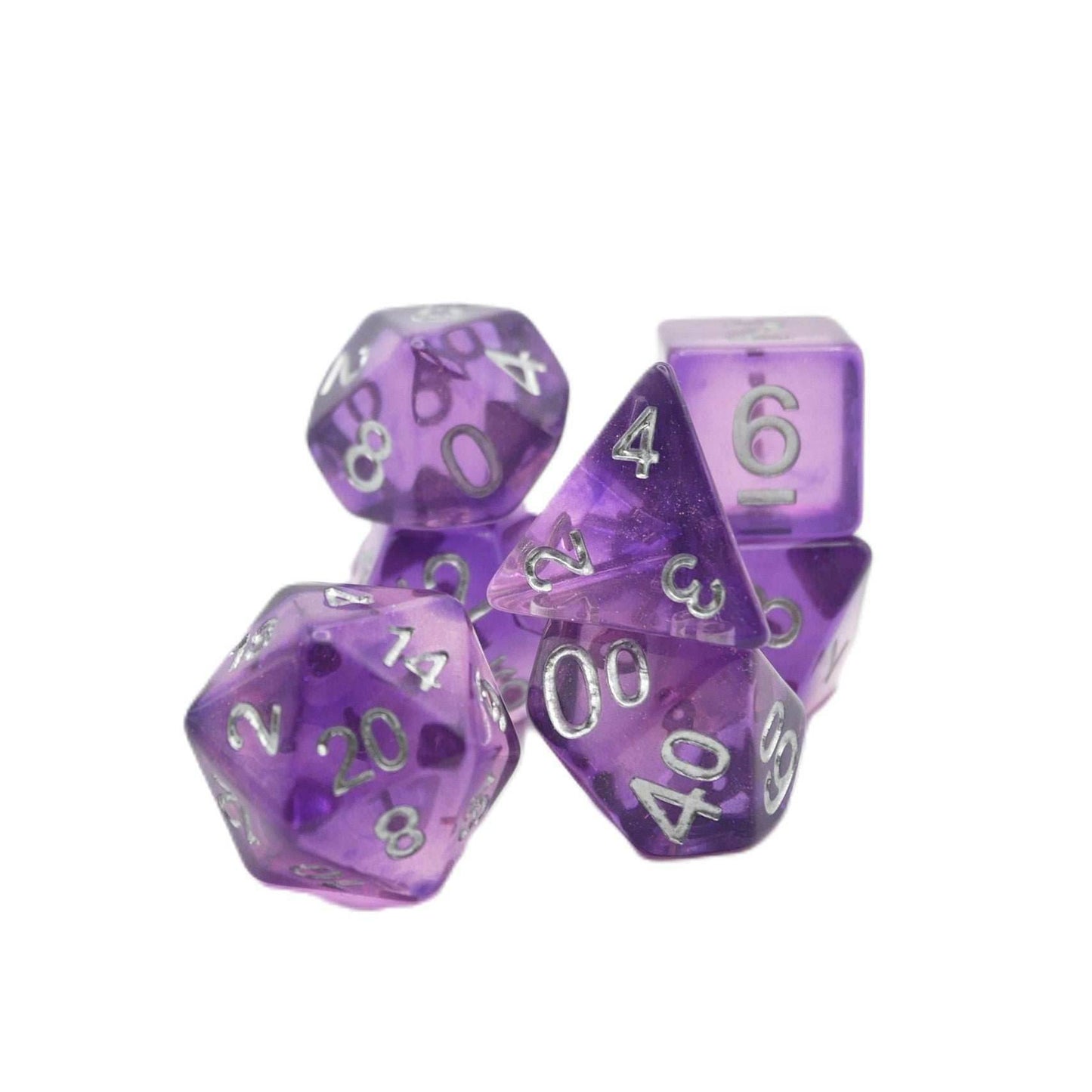 Dancing Lavender - 7 Piece DnD Dice Set | Acrylic RPG Gaming Dice - 