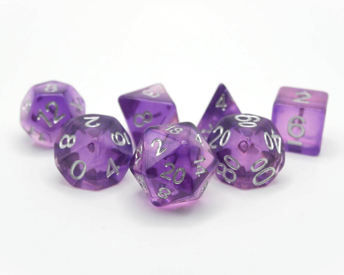 Dancing Lavender - 7 Piece DnD Dice Set | Acrylic RPG Gaming Dice - 