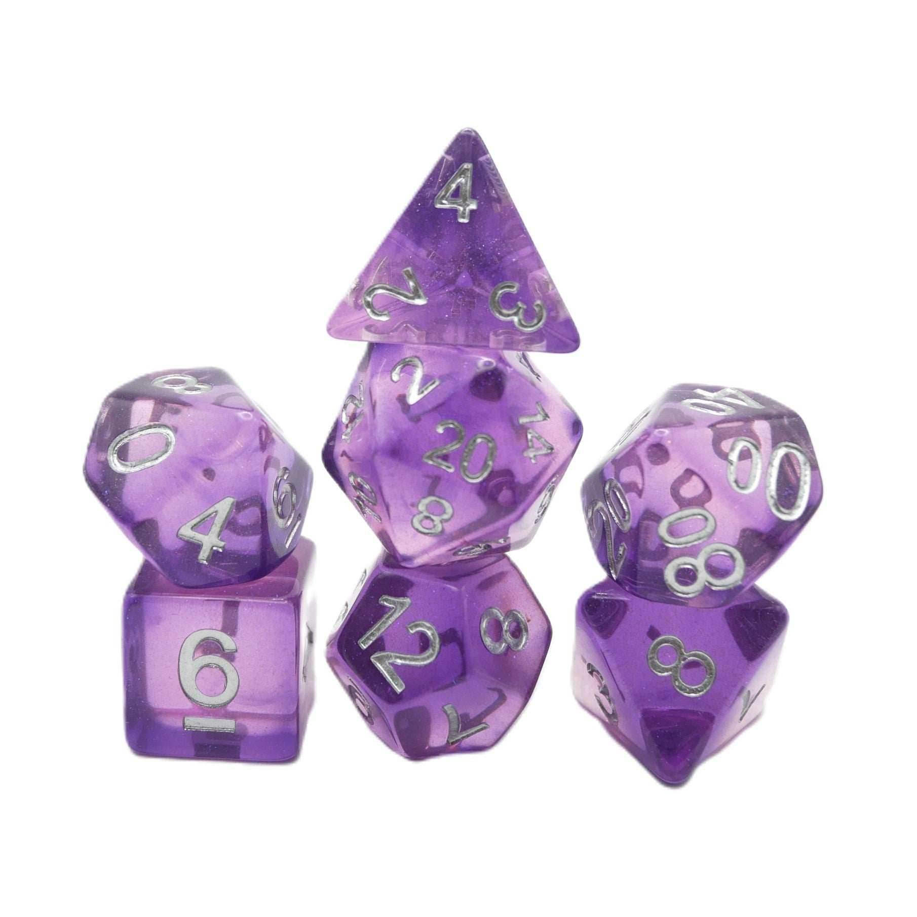 Dancing Lavender - 7 Piece DnD Dice Set | Acrylic RPG Gaming Dice - 