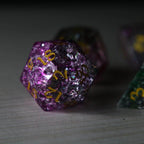 Dark Nox Forge Fire Glass DND Dice Set - Full Set and Free Dice Box