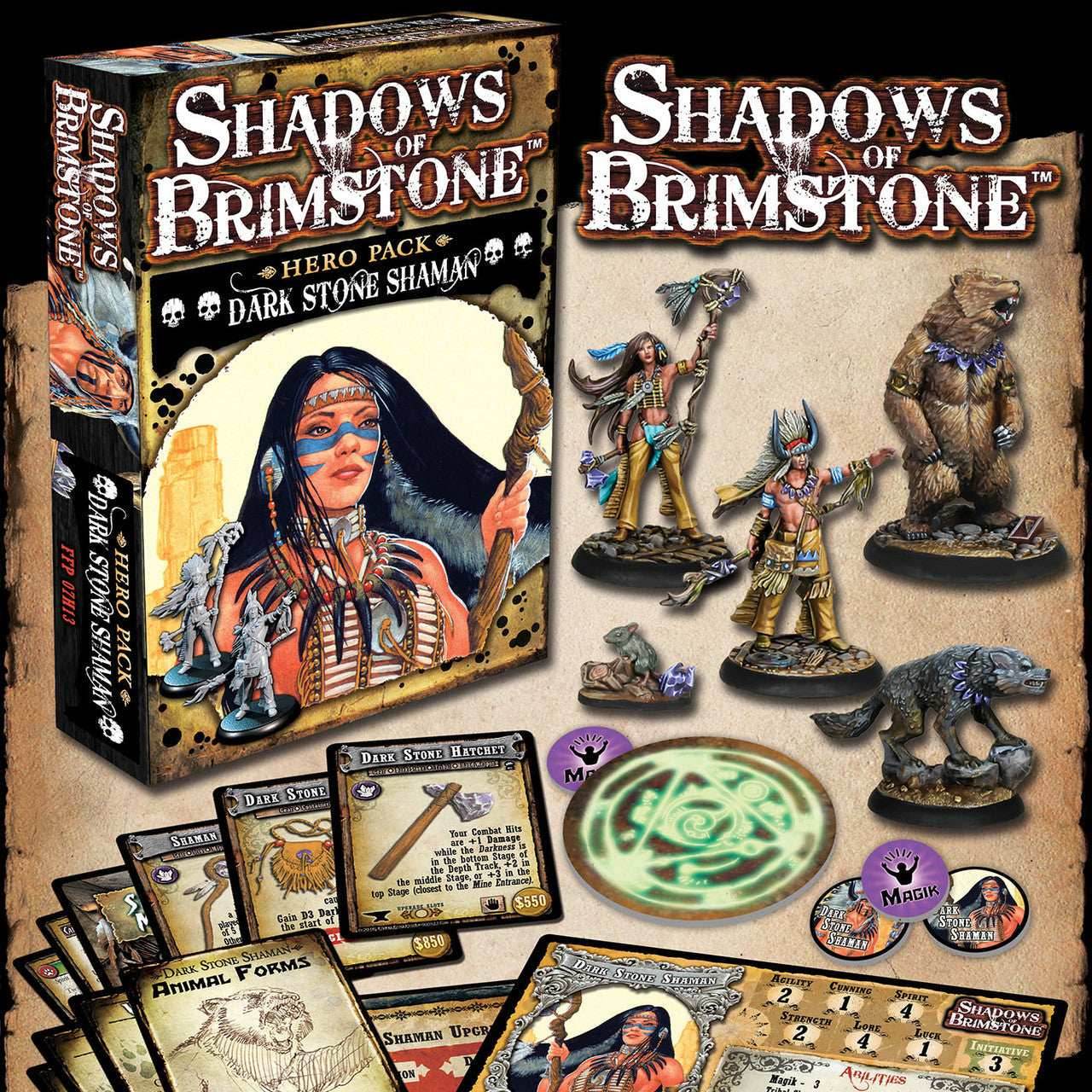 Shadows of Brimstone: Dark Stone Shaman Hero Pack - 