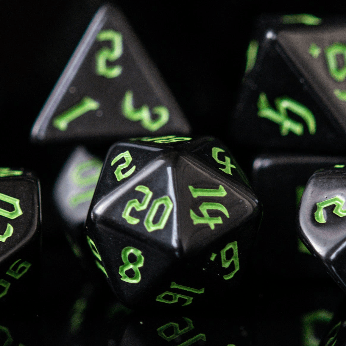 Dark Cathedral Green Acrylic Dice Set - 