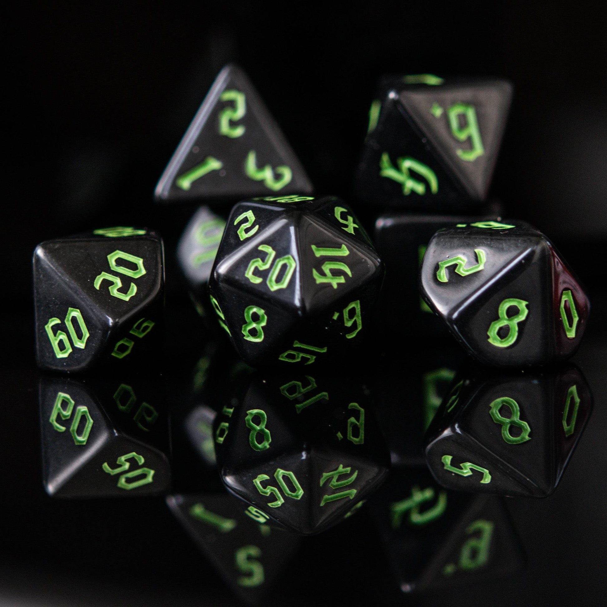 Dark Cathedral Green Acrylic Dice Set - 