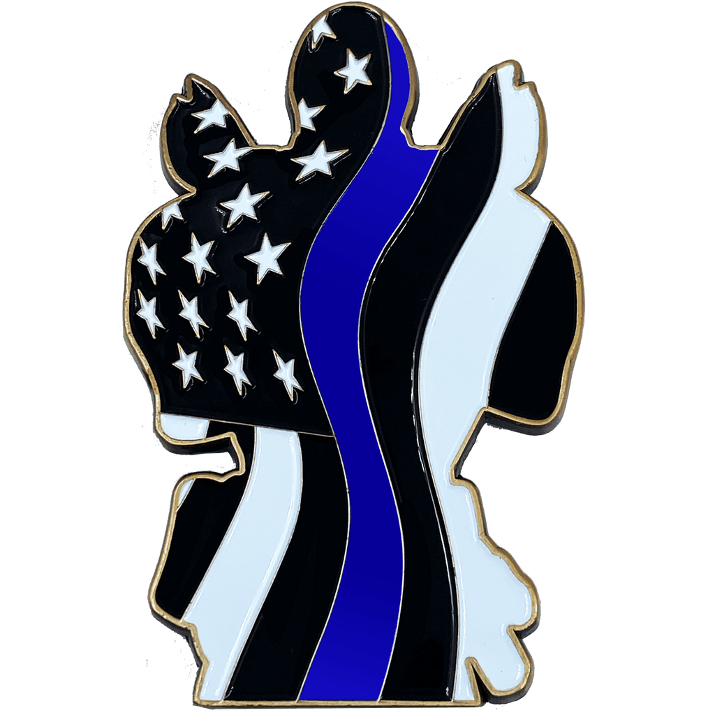 DL7-12 Deadpool inspired thin blue line American Flag Police Challenge Coin - 