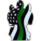 DL7-11 Deadpool inspired thin green line American Flag Police Challenge Coin Military Army Marines Border Patrol - 