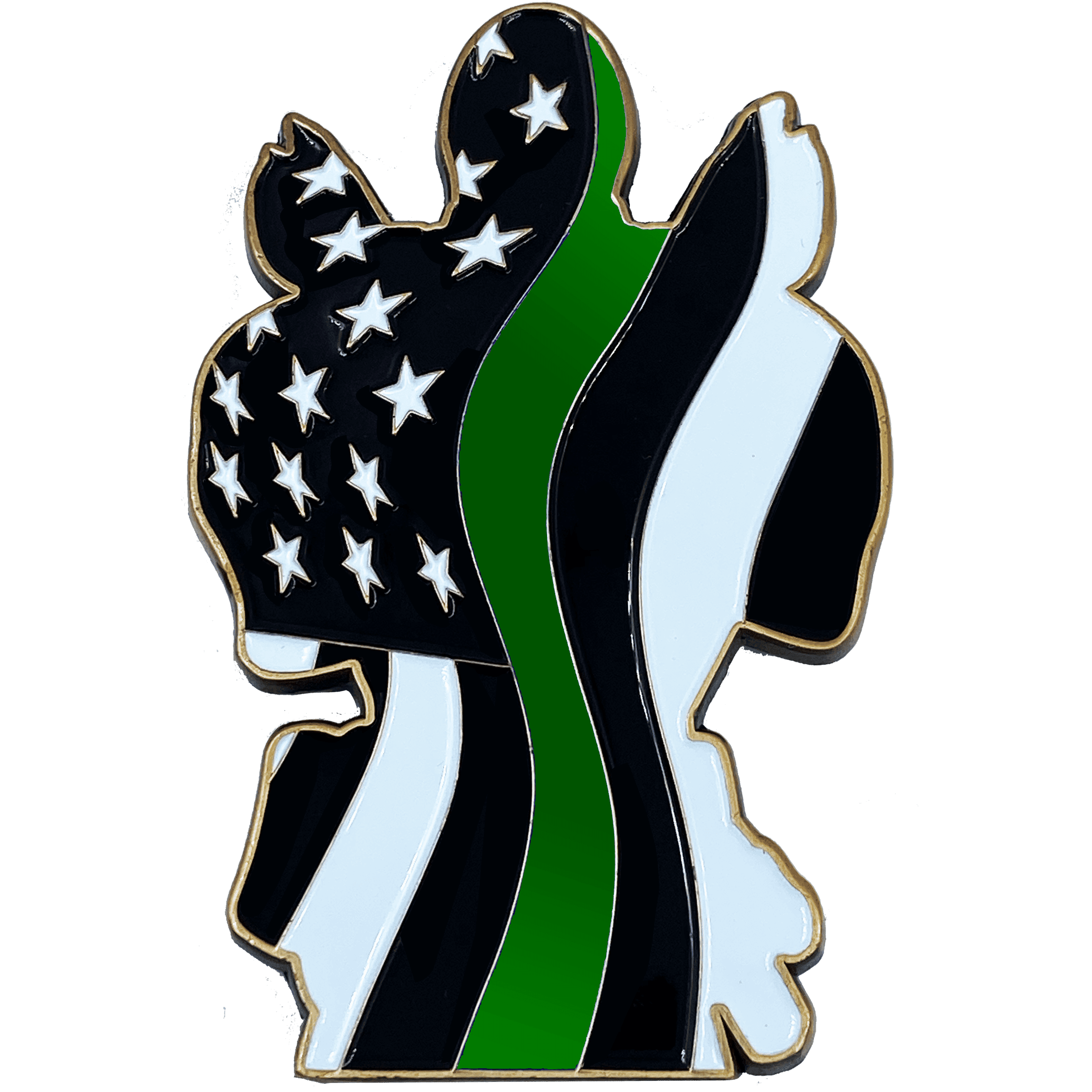 DL7-11 Deadpool inspired thin green line American Flag Police Challenge Coin Military Army Marines Border Patrol - 