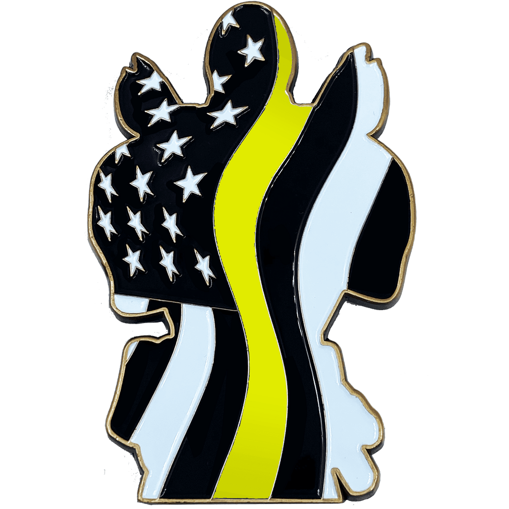 DL7-09 Deadpool inspired 911 Dispatcher Thin Gold Line Yellow - 