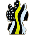 DL7-09 Deadpool inspired 911 Dispatcher Thin Gold Line Yellow - 