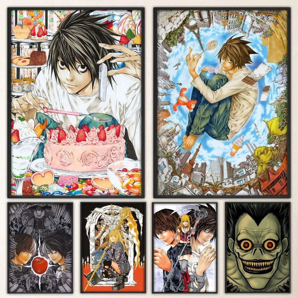 Death Note Anime Poster Prints Wall Art, Painting Bedroom Living Room Wall Bar Restaurant Decor