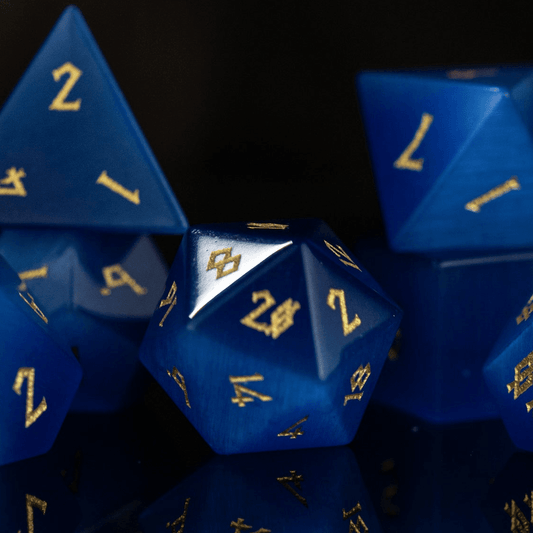 Deep Blue Cat's Eye Stone Dice Set 'PRE-ORDER | SPRING EVENT DEAL' - 