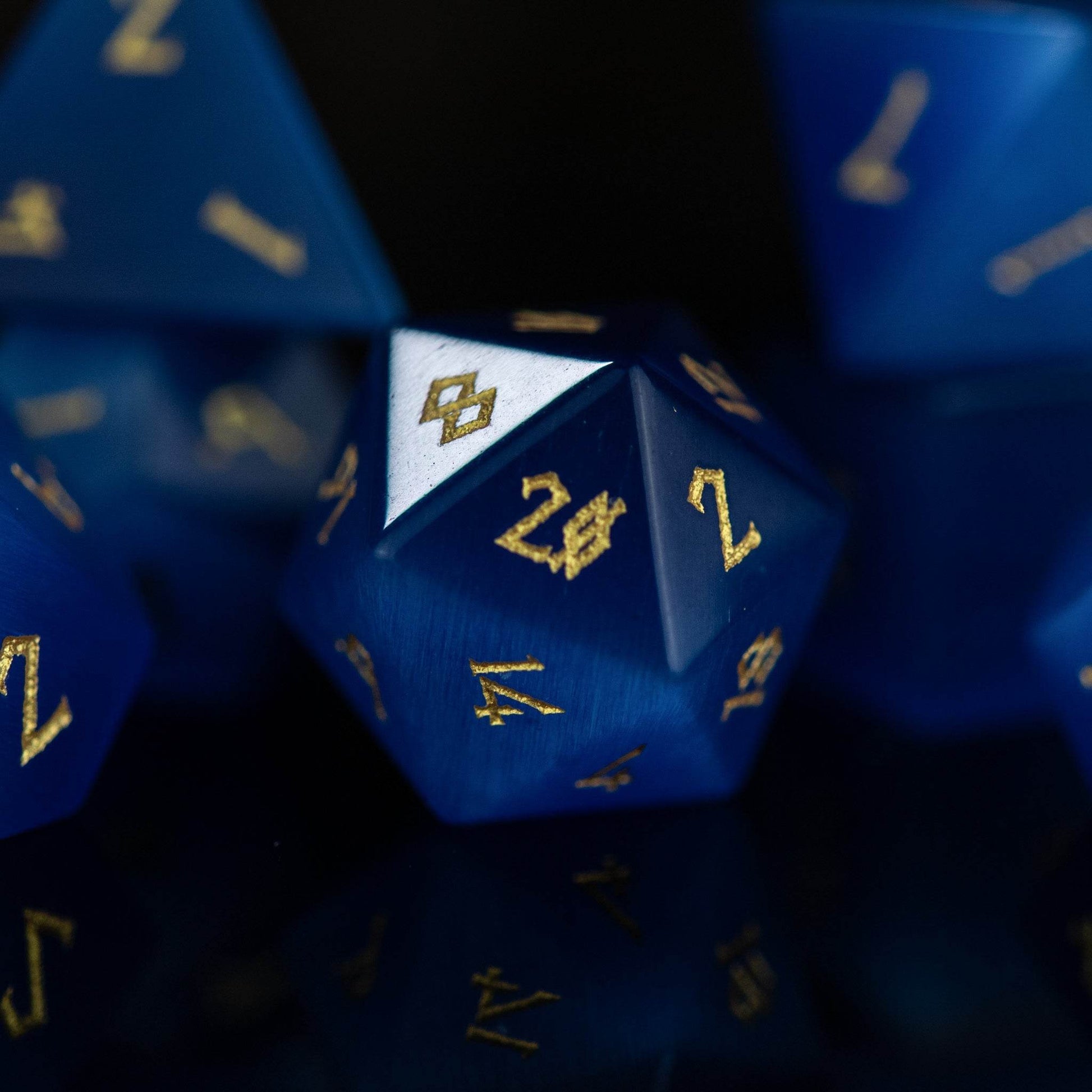 Deep Blue Cat's Eye Stone Dice Set 'PRE-ORDER | SPRING EVENT DEAL' - 