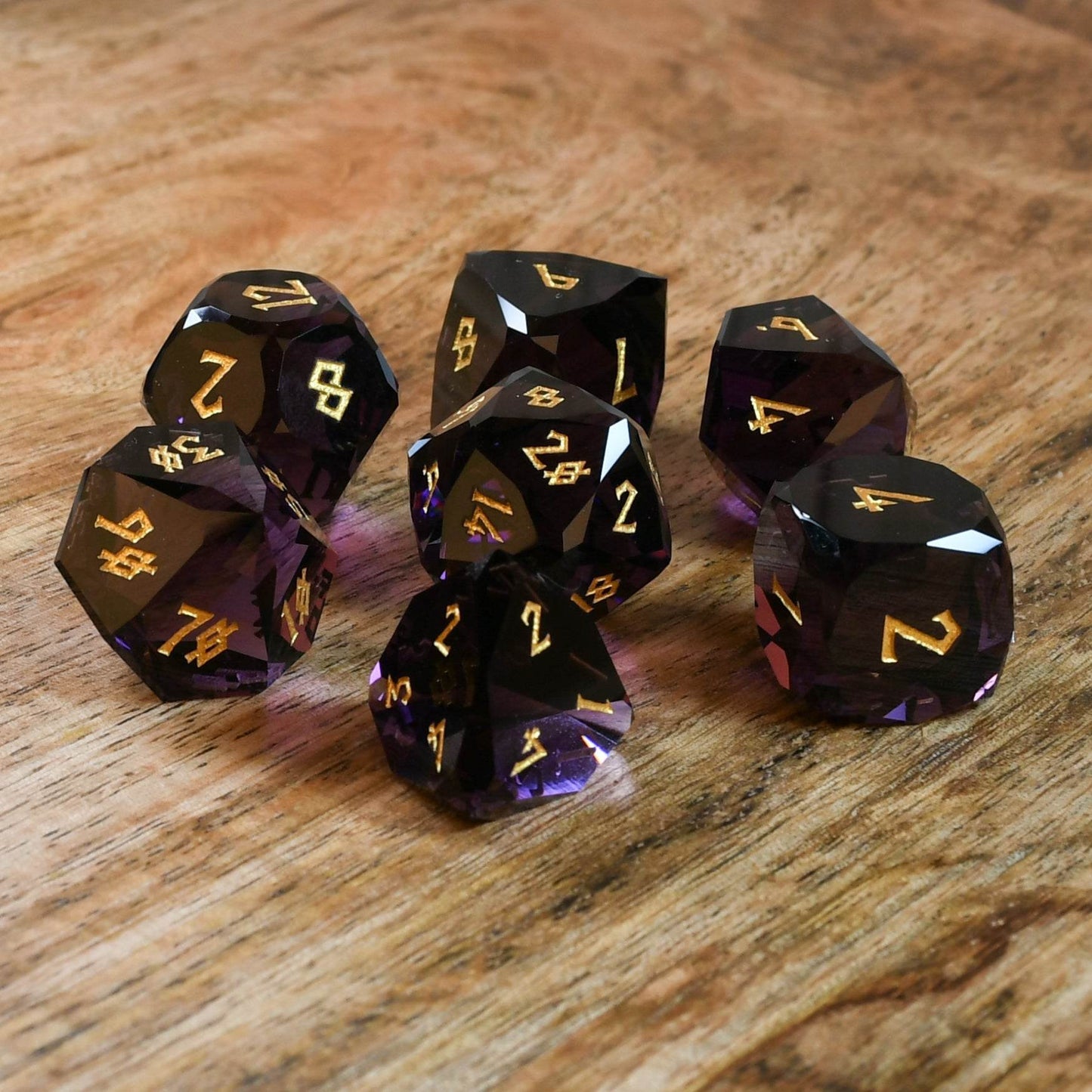 Deep Plum Multifaceted Glass Dice Set 'PRE-ORDER | SPRING EVENT DEAL' - 