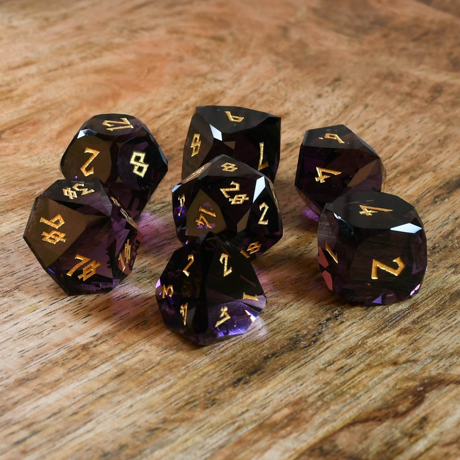Deep Plum Multifaceted Glass Dice Set 'PRE-ORDER | SPRING EVENT DEAL' - 